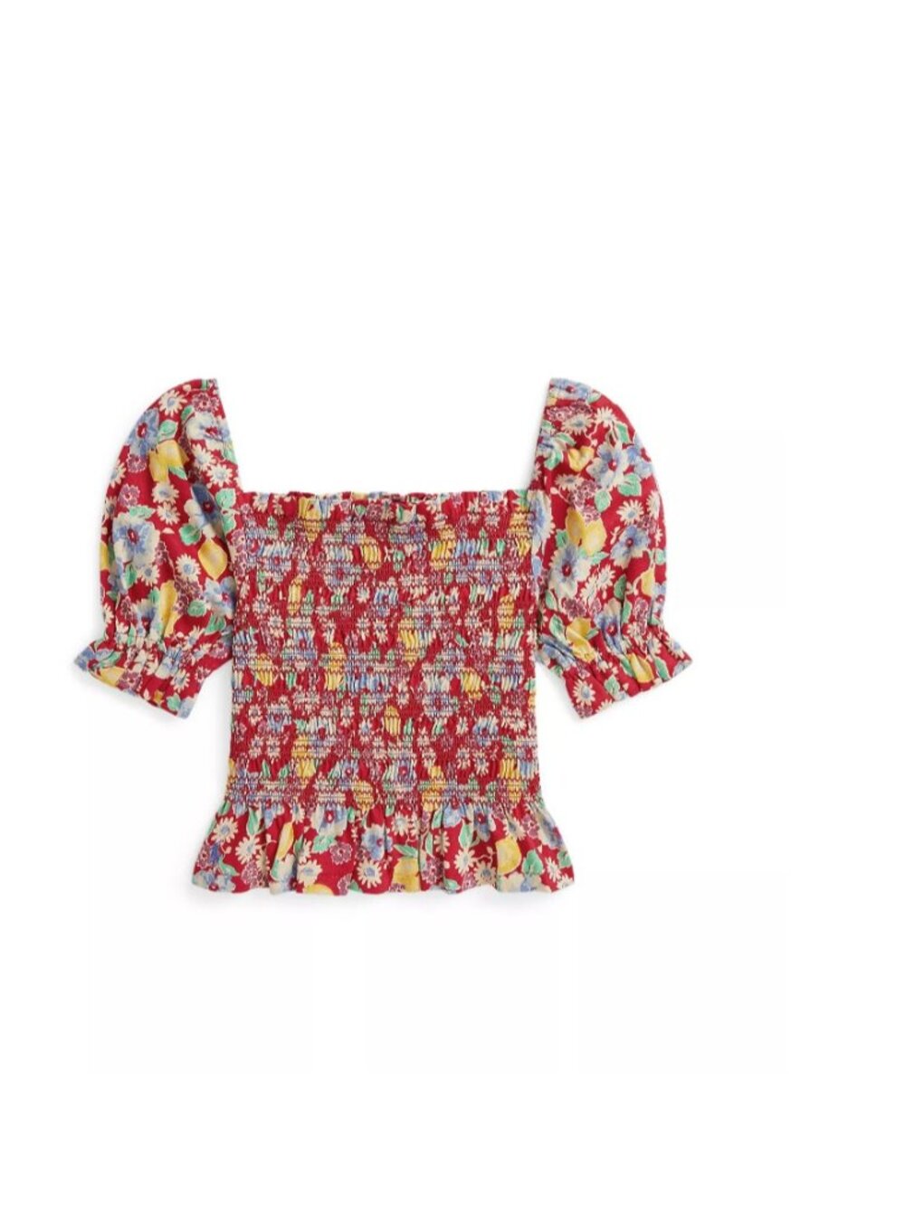 Polo Ralph Lauren Big Girls Floral Smocked Jersey Top Floral ( XL/16 )